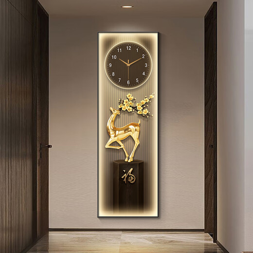 Entrée Horloges d'entrée et légères horloges d'art de luxe et horloges salon sans trous 2025 Nouvelle horloge peinture suspendue avec des lumières par 1371 30 * 90cm