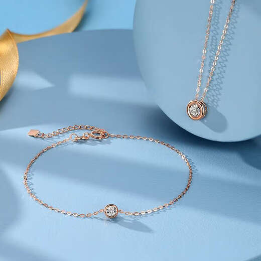 Chao Acer Xintong 18K gold necklace for women, rose gold color gold diamond set chain neck ornaments, birthday gift for girlfriend, chain length is about 42cm
