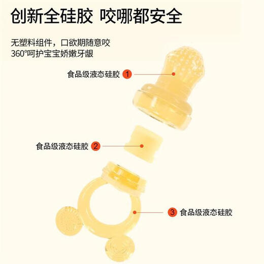 Jingxiao Misenhuo German Bite Bite Baby Fruit and Non-staple Food Utensil Juice Bag Fruit and Vegetable Beverage Fully Soft Silicone Teeth Fixing Grind Nano Silver Bear S Size + L Size Mesh Bag (Send to Prevent Dropping) 1 Pack