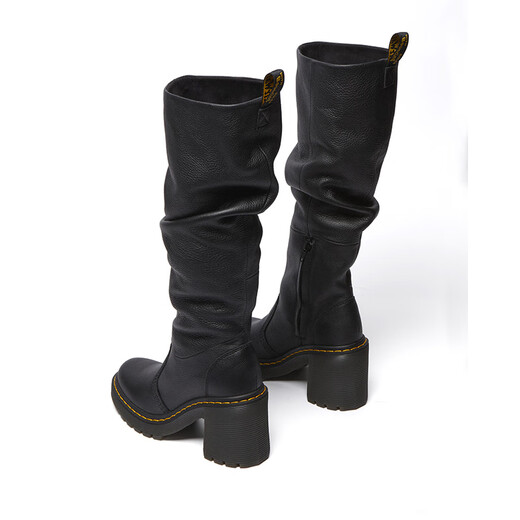 Martin (DR.MARTENS) Kasey women's spring French nude boots western boots long tube soft leather high heels female knight boots official flagship black 36