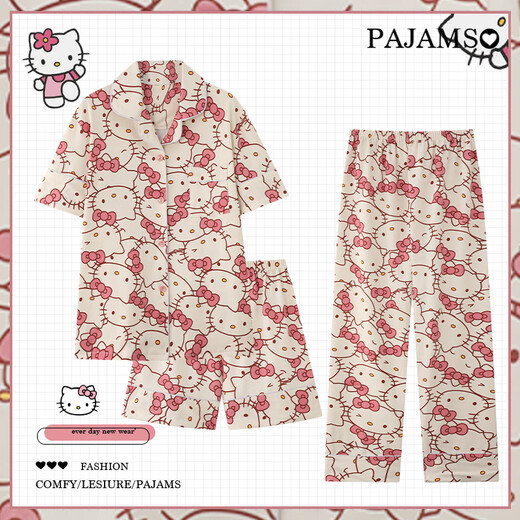
Shiganu 2025 new summer women's pajamas three-piece set pudding dog short-sleeved home clothes large size cute couple outfit Spring Qixi Festival Yunduo Cotton-J9901# Paradise Puppy Three-piece Set M [Suggestion 75-100Jin [Jin equals 0.5 kg]]