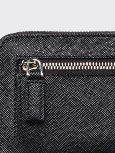 普拉达（PRADA）男士Saffiano牛皮革钥匙包 黑色