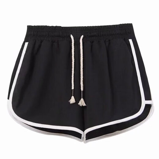 New Korean Fashion Women's Yoga Running Three-Point Pants Solid Color Casual Comfortable Sports Shorts Women's Manufacturer Wholesale Black M
