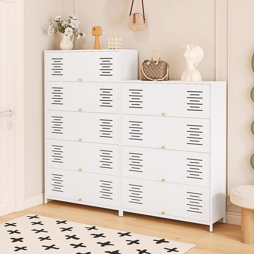 Moloo Steel Schuhschrank Haushalt Eingang Atmungsfreie staubfeste Schuhregal Boden großer Kapazität Flip Türstaderschrank Korridor Aufbewahrungsschrank grau 5 Tür 10. Stock 1695*900*350 mm
