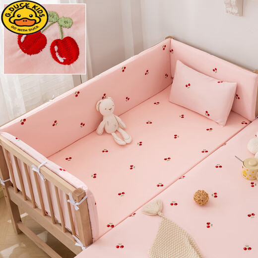 G.Duckkids Krippenbett Surround-Weichbeutel Anti-Kollision Babybettwäsche-Set abnehmbar waschbarer Kinderspleißbett-Leitplanke Zaun Tuch reines Baumwollwaschbaumwäsche Delphinblau (dreiseitiger Bettumfang) 70*140 cm (Höhe 30 cm)