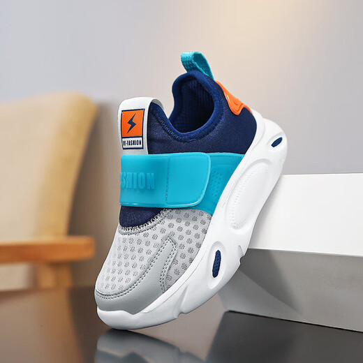 Children's shoes, boys' sneakers, breathable mesh, summer new style 2025 fashionable and versatile set of girls' running shoes LYL9765A gray and blue moon double net 37 shoe length 23.5cm