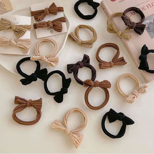 IMIESEVE bow-knot headband, Korean hair accessories, hair tie, elastic rubber band, high ponytail hair band, hair band, rubber band, brown color thickened, bow-knot headband, 10 pieces, mixed color-