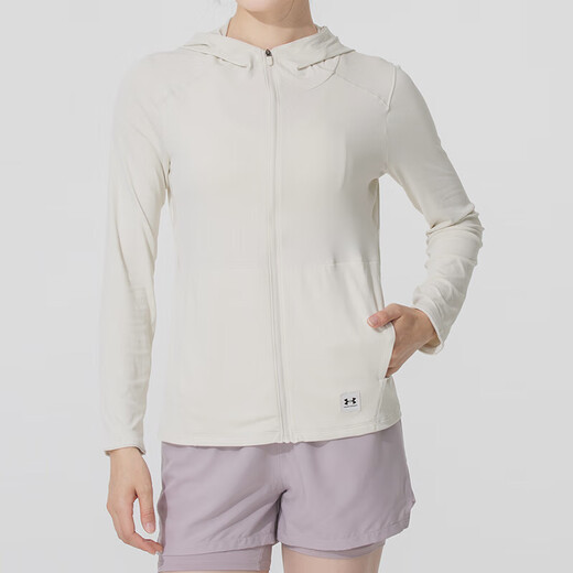 UNDER ARMOUR女装 2025新款运动服跑步健身透气休闲皮肤衣连帽薄款夹克外套 1390060-279/岩石/晒图退10 M