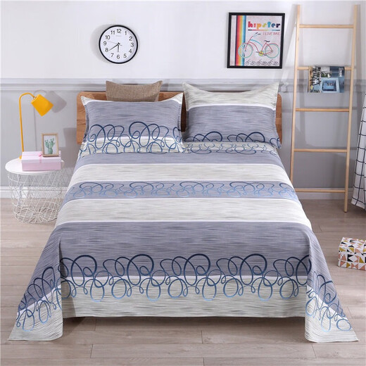 Quying Pure Cotton Old Coarse Clothing Bedding Sheet Thickened Cotton Line Canvas Summer Cool Sleeping Single Three-piece Set Large Bedding Single SN6296 Tungsten Dark Blue 130cm*230cm 1 meter bed] One Bedding Sheet
