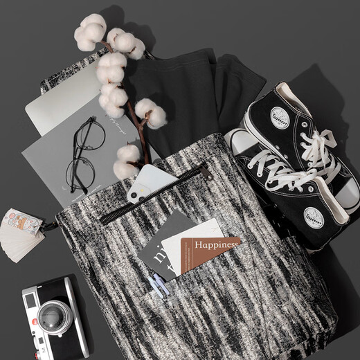 MAH Sheep House Co-branded Niche Design Schoolbag Women's Sensor Commuter Simple Large Capacity Backpack Men Jazz Black and White Pattern