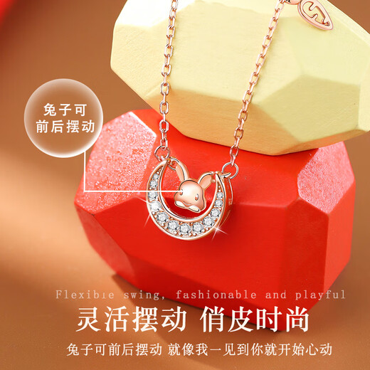 Farcoko Moon Bunny Necklace for Women 2023 New Light Luxury Zodiac Sign Clavicle Chain Gift for Girlfriend Cute Rabbit Necklace