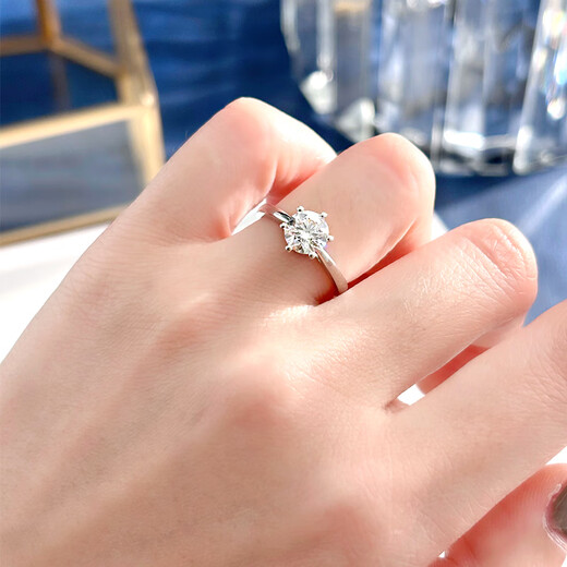 Diamond artificially cultivated diamond pt950 platinum 1 carat diamond ring wedding 18K gold ring for women as a gift for wife and lover PT950 platinum 50 points D/VVS/Shanghai IGI 12 circle number