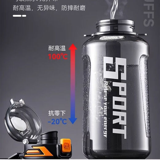Water cup large capacity high temperature resistant sports kettle for boys and girls summer plastic cup tons of space cups black 1500ml