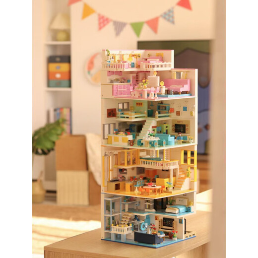 Zhegao's Trendy Toy Building Blocyshs Cat Star Man Apartment Street View Assembly Creative Girl Toy Gift DZ6104 Wangwang Fashion Home-1048PCS