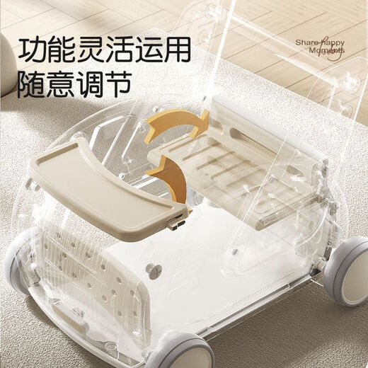 煦凛德国品牌学步车防o型腿婴儿2025款防侧翻助步车手推车多功能宝宝 咖色/手推/收纳/乘坐/牵引/餐盘