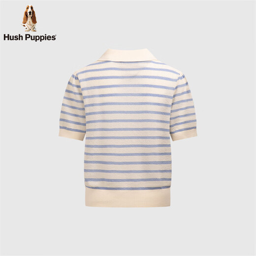 Hush Puppies【简约清新】暇步士女装2025夏季轻薄透气清新感线织短袖polo 海蓝色 M