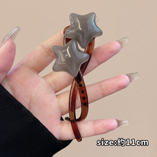 Two Worlds of Love Temperament Star Twist Clip on the Back of the Head Hair Clip for Women 2025 New High-Quality One-word Clip Hair Clip Hair Accessories Brown Star Twist Clip