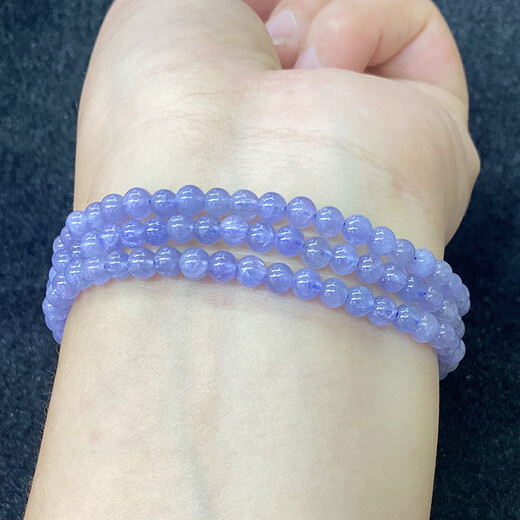 Chili natural tanzanite three-circle bracelet for women, fashionable, fresh and simple, crystal multi-circle bracelet, jewelry, gift, versatile 2/4-4.2MM/round beads/three circles