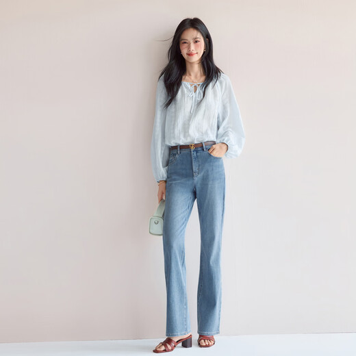 
Eifli (eifini) Eifli printed loose collar shirt for women 2025 summer new commuter versatile casual top for women Blue M 110-120Jin [Jin equals 0.5 kg]