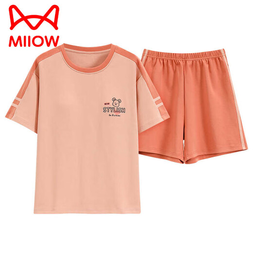 
Catman (MiiOW) pajamas for women pure cotton summer short-sleeved shorts pullover thin style for wear comfort and casual home clothing suit Z9855 main picture model M [recommended to wear 80-100 Jin [Jin equals 0.5 kg]]