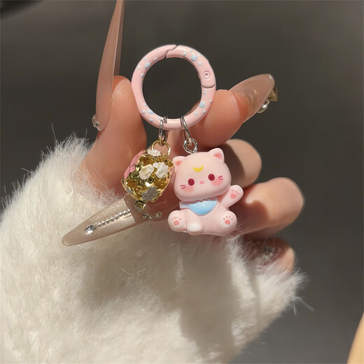 NUEVO estilo Cat Cartoon Keychain Student Schoolbag de chicas colgantes Lindo accesorios de bolsas de bolsas Best Friend Beates de dibujos animados de gato pequeño - White [1]
