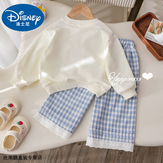 
Disney baby girl spring and autumn suit 2025 new bow printed sweatshirt fashionable lace plaid casual pants two-piece set 1050-set 100 Recommended 90-100cm 1 and a half years-2 years old