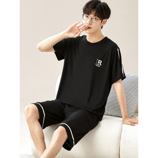 Yalu Modal Pajamas Мужская летние шорты с короткими рукавами с двумя частями.