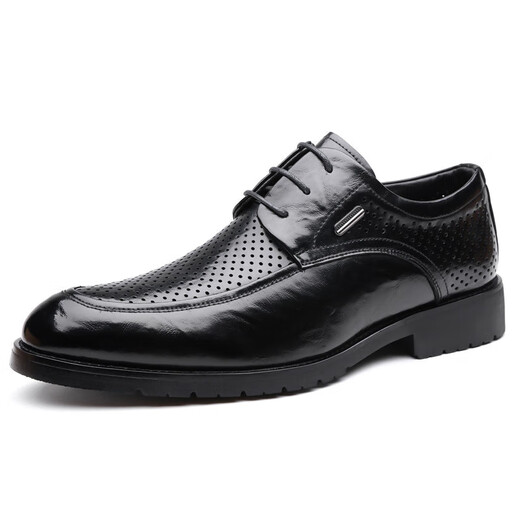 Chaussures en cuir masculin, usure formelle commerciale, chaussures de travail à lacets, costume britannique, marié, mariage, sandales en cuir creux pour hommes 6623 marron 46
