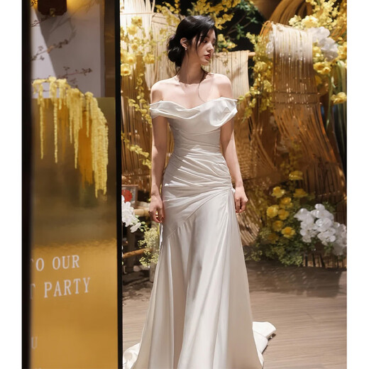 Chuangjingyi elige un vestido de novia de un solo hombro de un hombro de un hombro