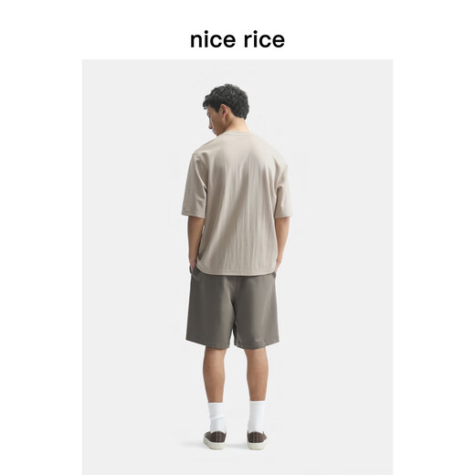 Schöner Reis 25 Sommer neues Produkt 270 g Fuß Oberschenkelschlitztextur Lose Strick Shorts NHX12102 Brown 270g s