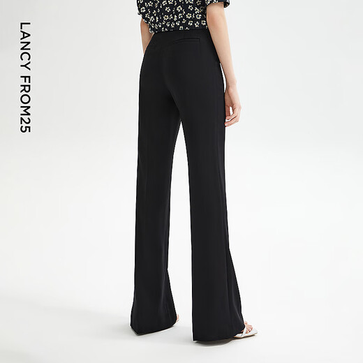 Langzi Qiji Red Retro Slim High Waisted Black Casual Pants Flared Pants Horseshoe Pants 24 Summer New Long Pants Black M