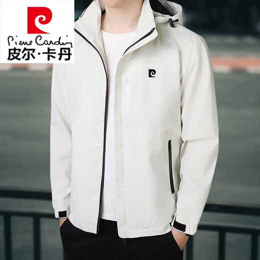 Pierre Cardin Jacket Men's Spring and Autumn Middle-aged Casual Jacket Loose Plus Size Jacket Top Hooded Fishing Suit Plus Velvet Red (Spring and Autumn) 2XL 150-160Jin Jin is equal to 0.5 kg