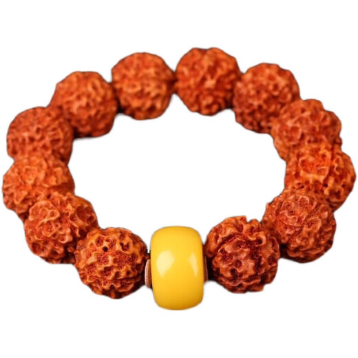 DL 1998 Fat Donglai same style beeswax single bead amber button button wheel bead abacus bead loose bead round bead DIY literary toy with chicken fat yellow 10mm