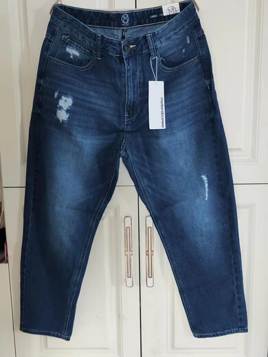 Fhhuabd Meijia Jeans Summer Stretch suave simple recto recto jeans lavado somnoliento jeans recortados de cordero