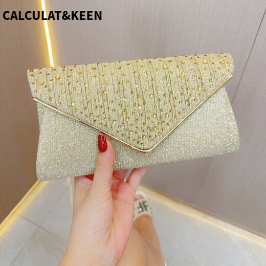 
CALCULAT/KEEN Dinner Rhinestone Bag Female Lady Temperament Banquet Clutch Wedding Party Dinner with Evening Dress Bag Black