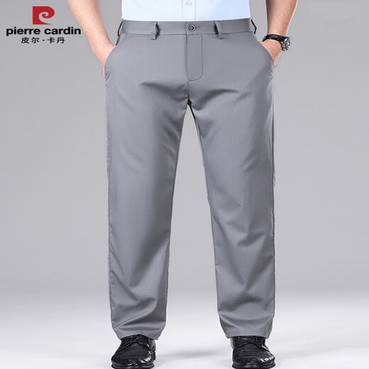 Pierre cardin light luxury high-end mulberry silk men's pants casual pants in summer cool elastic non-iron straight-leg fashion middle-aged pants thin black [16761] 29 [95-110Jin [Jin equals 0.5 kg] wear]
