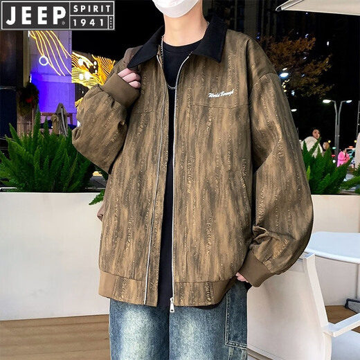
JEEP SPIRIT Stylish Work Jacket Men's 2025 Spring and Autumn Style Fashionable Brand Thin Jacket Middle-aged Loose Jacket K15832 White Gray XL
