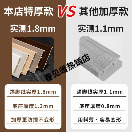 踢脚线竹木纤维pvc塑料极窄黑白色碳晶板地脚高分子贴脚线木饰面 9901【7厘米高】新升级碳晶踢脚 10米价格
