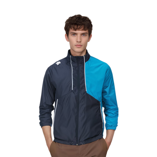 DESCENTE xPESPOW joint logo print color combination retro sports stand collar zipper long sleeve jacket men and women navy S