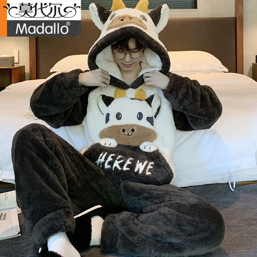 
Modal men's pajamas men's coral velvet winter student cartoon loose winter flannel thickened plush home clothing set *ZS*9904 [Double-sided plush set] M small (75-95Jin [Jin equals 0.5 kg])