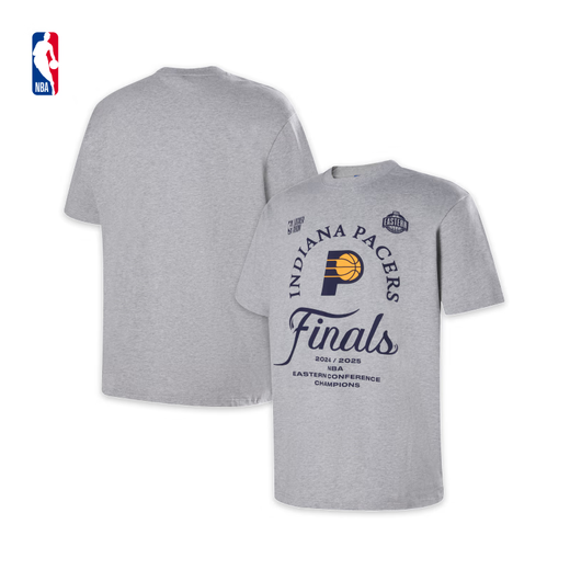 
NBA official 2025 East District Pacers Championship commemorative T-shirt Halliburton short-sleeved men's and women's T-shirt Gray (Pacers) XL