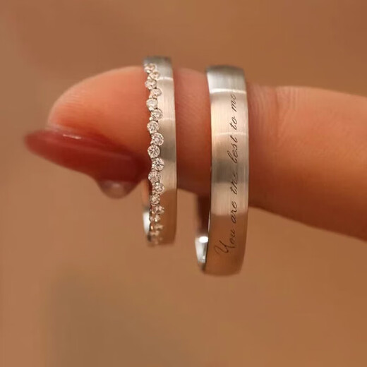 MZMZ platinum ring sincere pt950 platinum couple ring moissanite diamond wedding birthday anniversary gift light luxury model-sincere couple ring live mouth