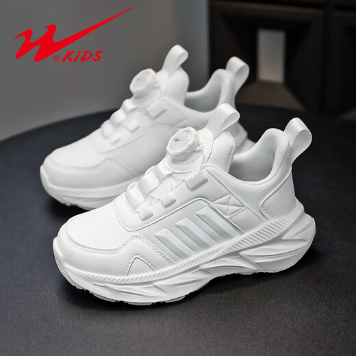 Double Star Children's Shoes 2025 Summer New White Sneakers Men and Girls Fashionable All-Match Mesh Casual Sports White Shoes 15246 White (Leather) 38 Size 24.4cm in length/foot length 23.4cm