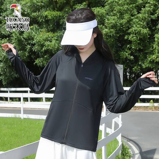 Les nouveaux vêtements de crème solaire en soie de glace extérieure de pic de Woodpecker pour les femmes UFP50 à capuche d'olive à capuche M (80-105jin [Jin est égal à 0,5 kg]))