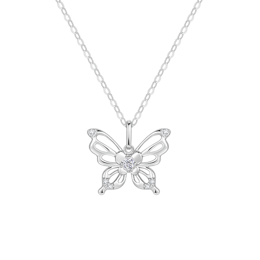 Laishen Psychic Diamond Necklace for Women Platinum Romantic Butterfly Pendant Valentine's Day Gift for Girlfriend Diamond Necklace