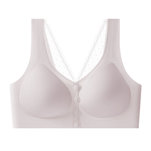 Cat Man (MiiOW) mother underwear women's front open button bra gathered with breasts, beautiful back soft support lace traceless summer thin bra QT8016 lilac L (recommended weight 47kg-56kg)