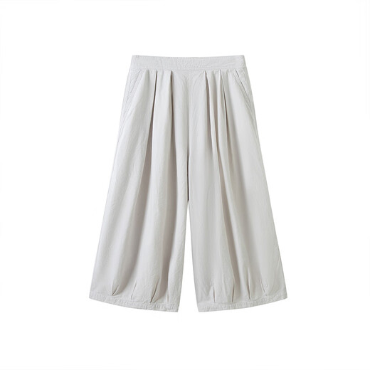 无印良品（MUJI） IDEE 女式平纹灯笼裤裤子女款夏季款女装纯棉 25年长裤 GA54CC5S 浅灰色 M （155/68A）
