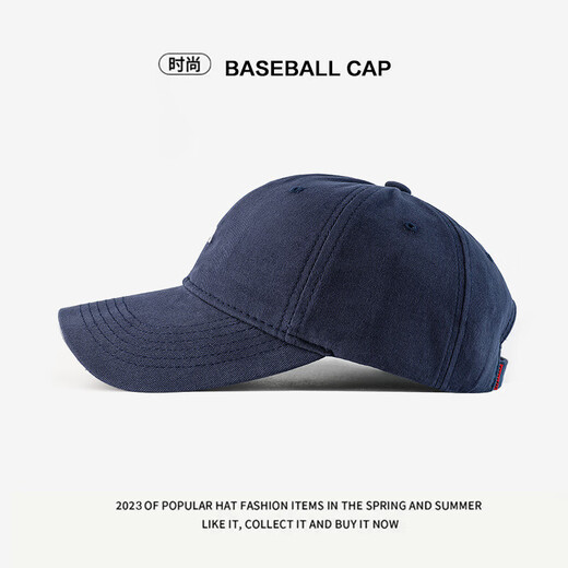 
2025 large-headed baseball cap men and women spring and autumn big face showing face small wide hat brim baseball cap men and women sun hat navy blue