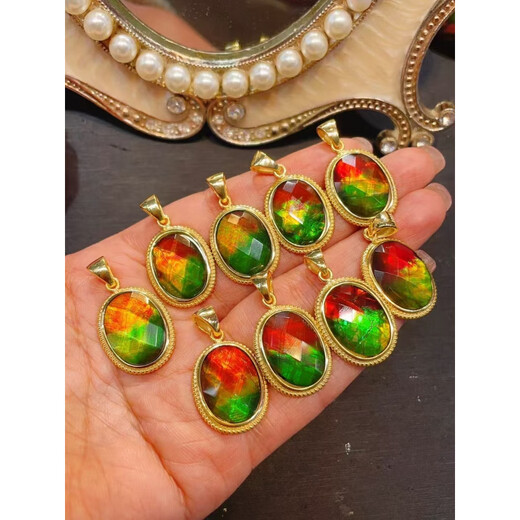 DRJEFUN Canadian Ammonite Oval Pendant 925 Silver Inlaid 21.8*17.3mm .3MM