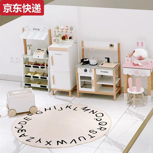 Tian Miaomiao children's play house dresser princess makeup table box toy simulation jewelry little girl 3-6 years old 7th birthday gift rainbow style dresser + stool